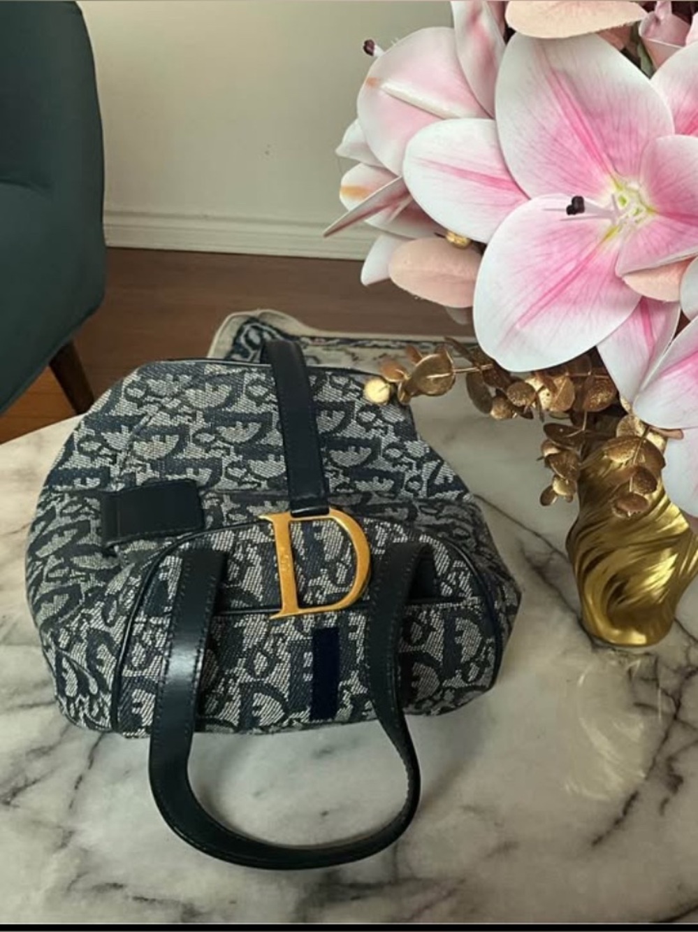 Dior Navy and Cream Monogram Shoulder Bag
